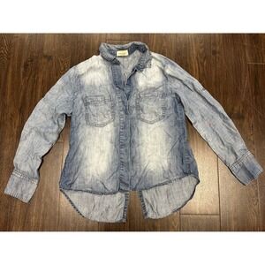 Cloth & Stone Split Back Tencel Chambray Shirt - Small - Anthropologie Style